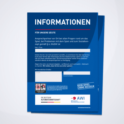 Aushang Informationen für unsere Gäste / Ansprechpartner vor Ort
